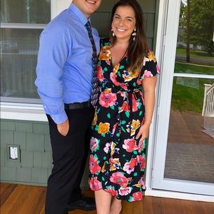 Black floral ruffle maxi dress